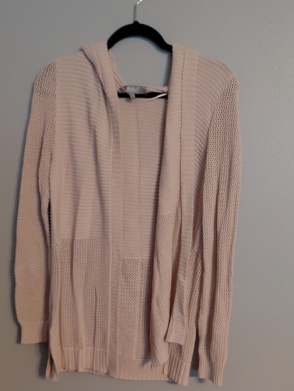 Marled Open-Front Hooded Cardigan - Cream